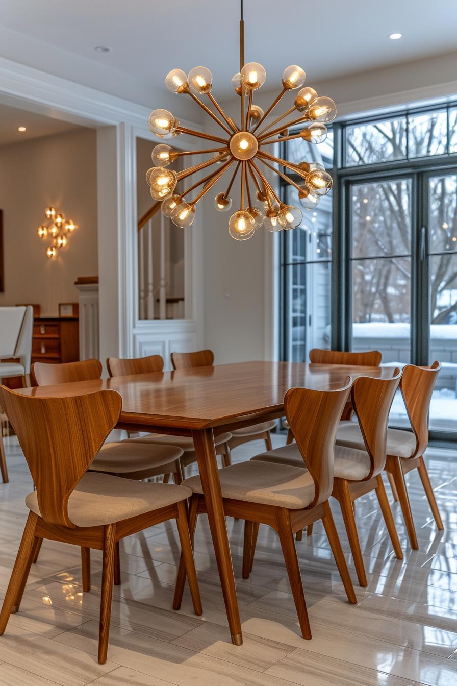 15 new modern dining room ideas from the middle of the century 10 3 .. Sputnik brass dining room light-0