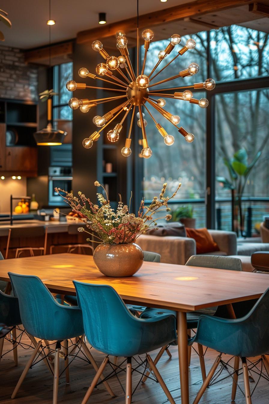 15 new modern dining room ideas from the middle of the century 11 11 11 3. Sputnik brass dining room light-1