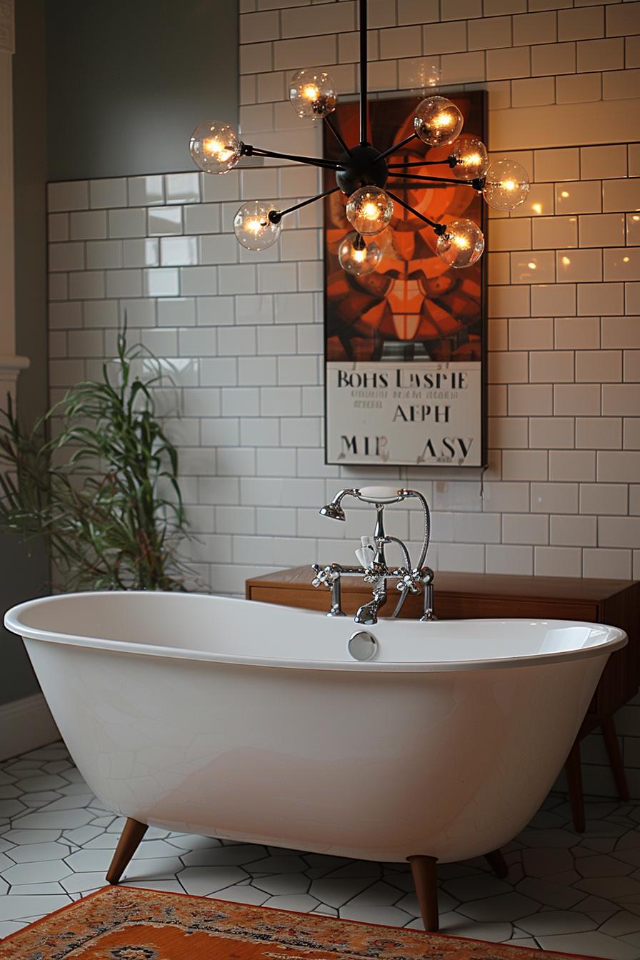15 chic mid century modern bathroom ideas for timeless elegance 32 10. Sputnik Kronleuchter in bathroom-2