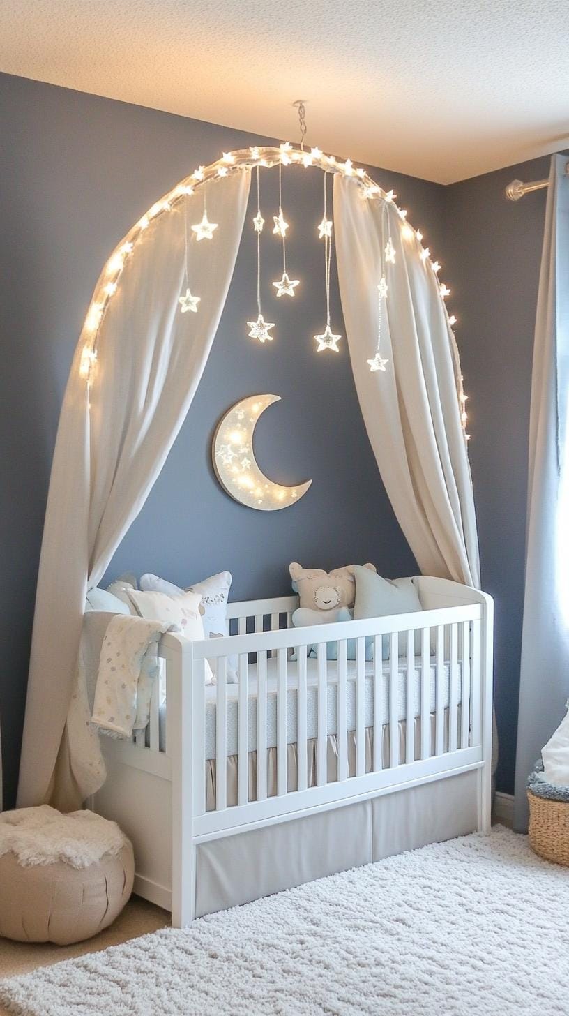 21 Enchanted Forest Nurily ideas for magical mood 35 13. Starlit Haven with crescent moon and sparkling star details 0