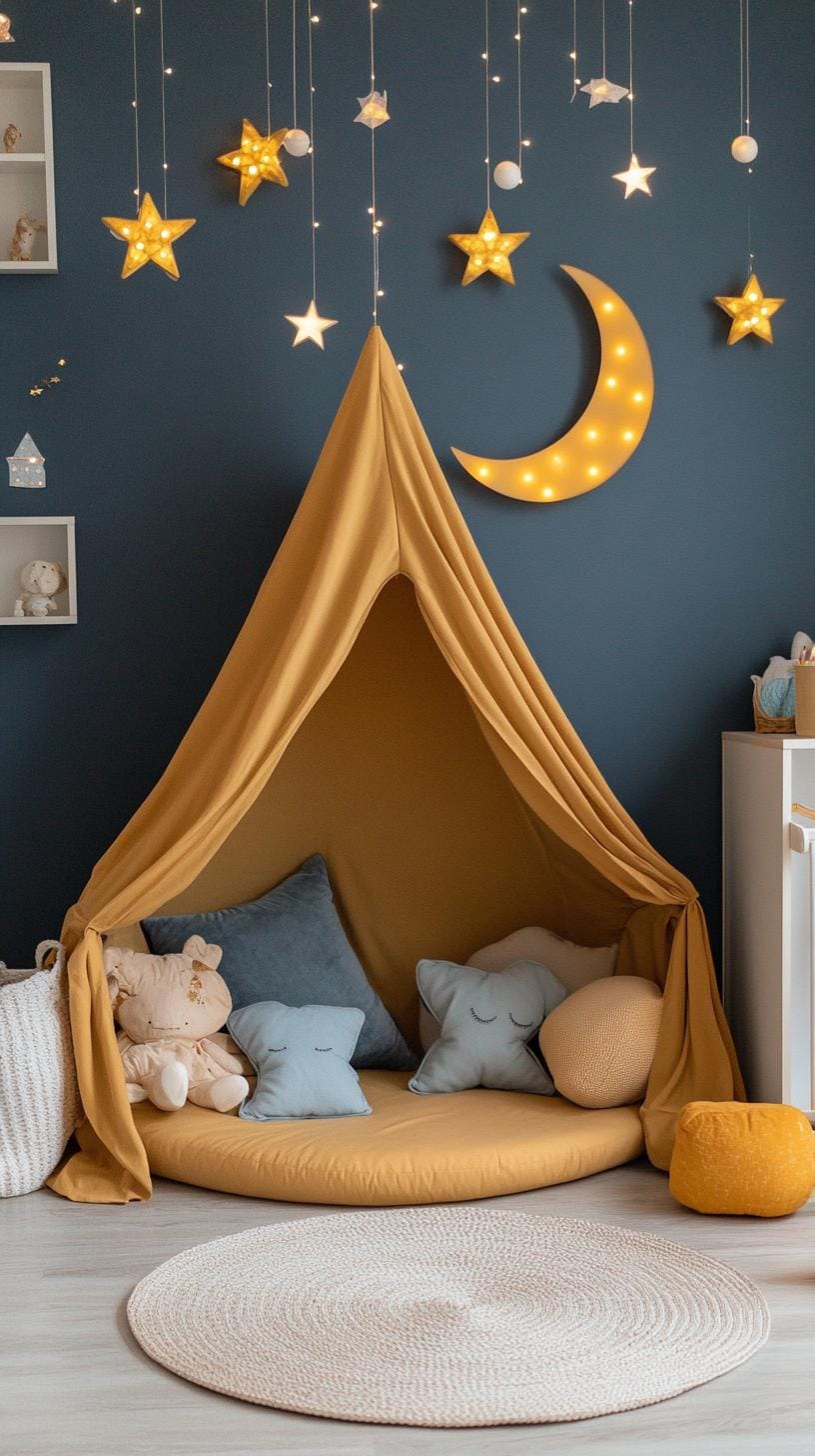 21 Enchanted Forest Nurily Ideas for a magical mood 36 13. Starlit Haven with crescent moon and sparkling star details-1