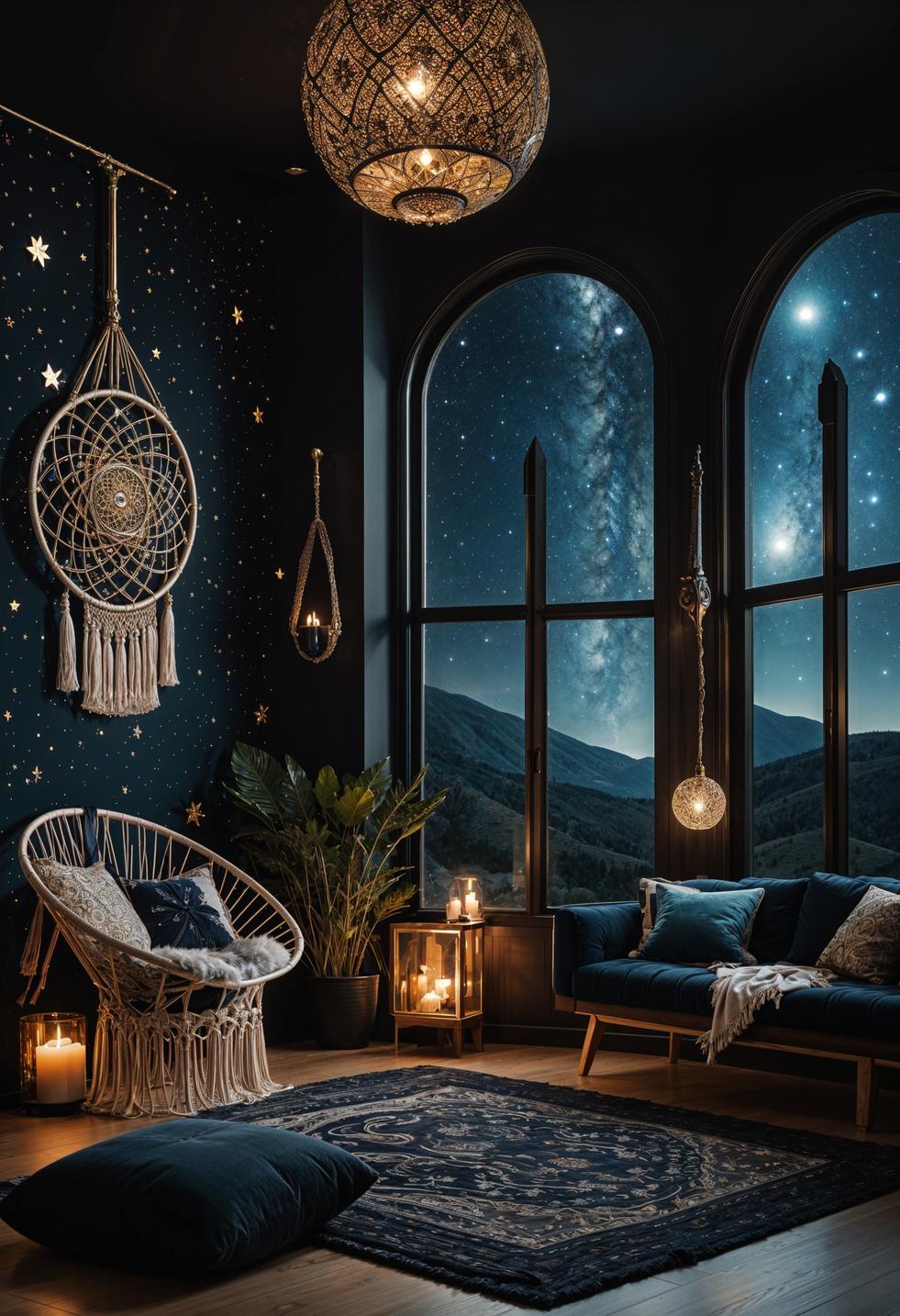 35 Gorgeous Dark Boho Living Room Inspirations 48 29. Starry Night Boho Oasis-0