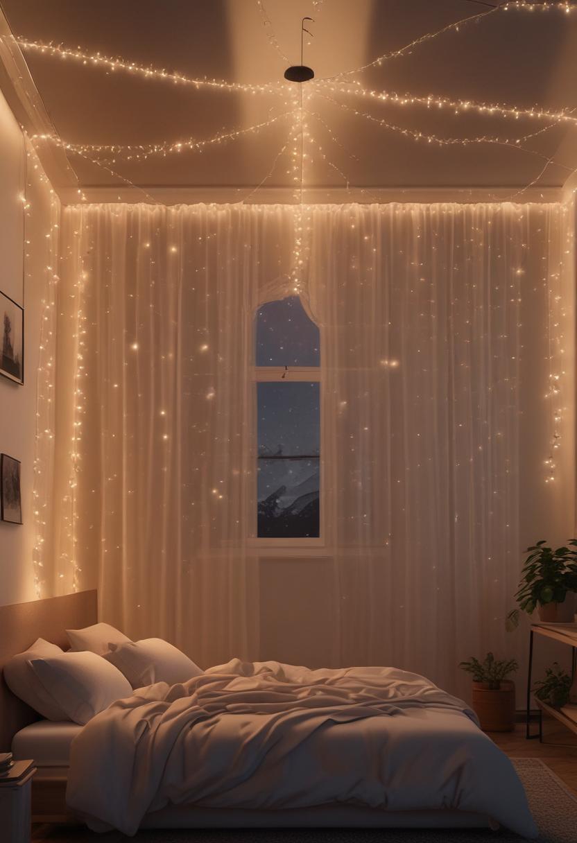 36 Earthy Bedroom Ideas for a Serene Space 65 36. Starry Night String Lights-0