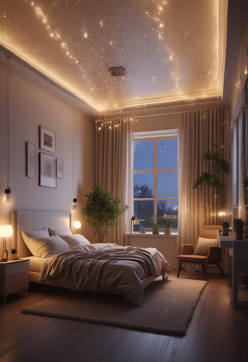 36 Earthy Bedroom Ideas for a Serene Space 66 36. Starry Night String Lights-1