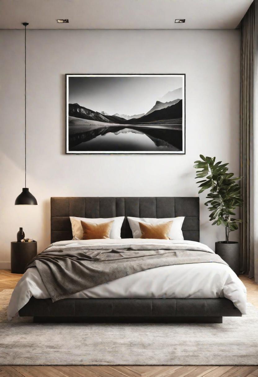 21 Serene minimalist bedroom ideas for 2024 11 9. Statement art in minimal bedroom-0