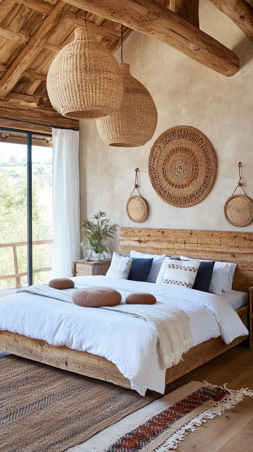 23 Modern Boho bedroom ideas that you can love immediately 54 18. Statement trailer lights over rustic bed-1