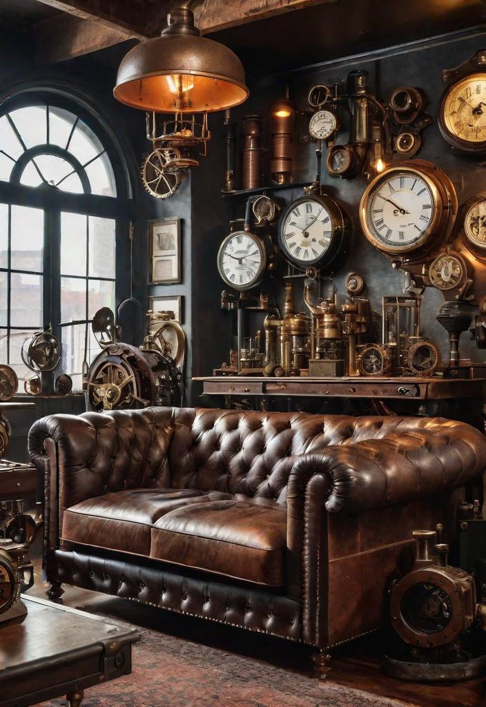 27 faszinierende Wohnzimmerdekorationsideen für 2024 19 17. Steampunk Wohnzimmer Dekor-0