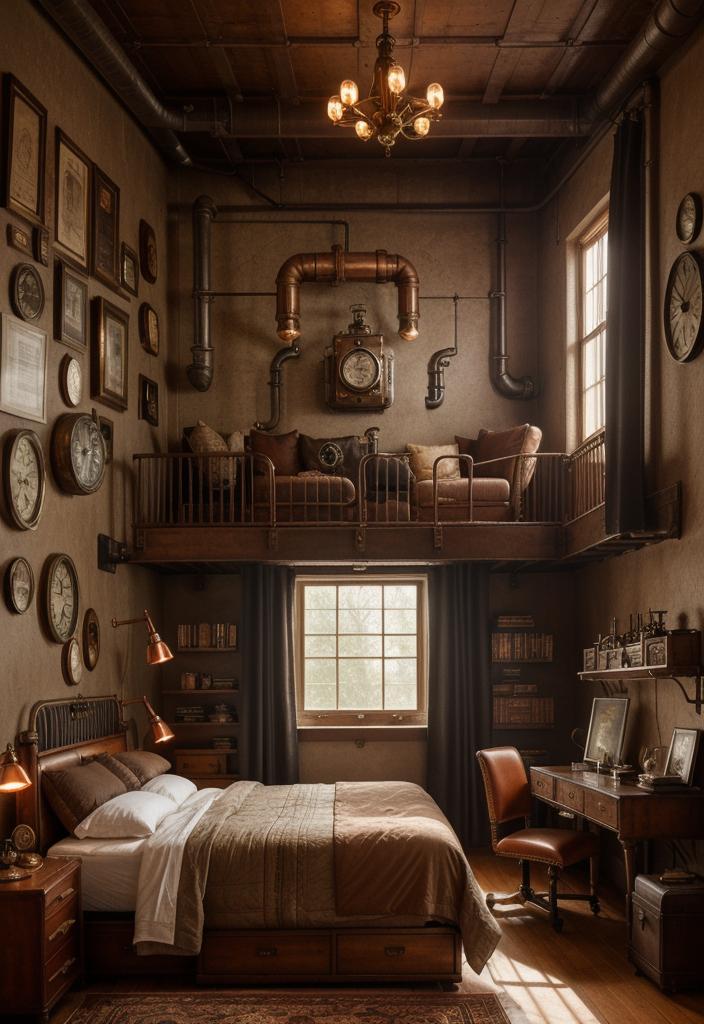 25 Eklektische Schlafzimmerideen für einen einzigartigen Raum 43 24. Steampunk Study Decor-0