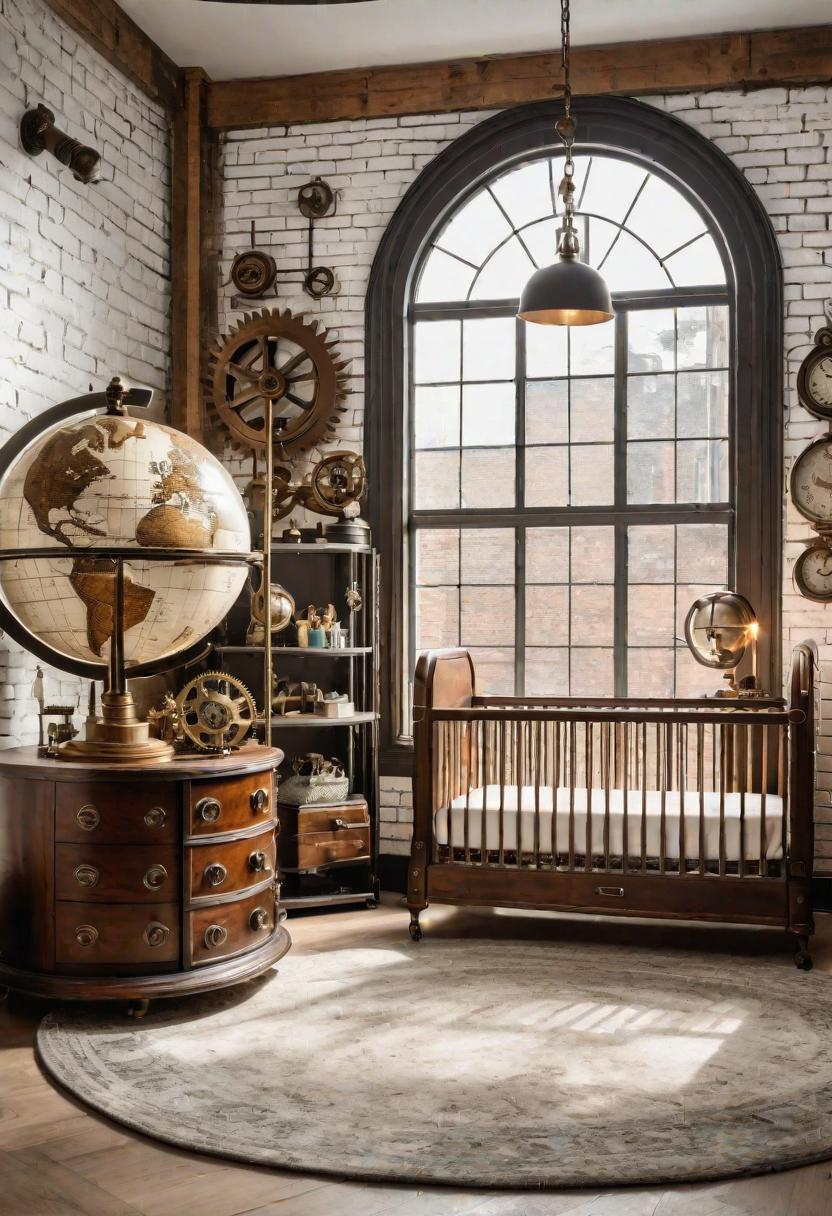 61 Dreamy Nursery Room Inspirations: From Cozy Corners to Whimsical Themes 84 61. Steampunk Study Sphere-0