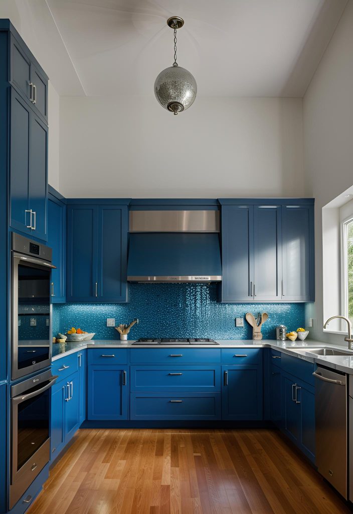 39 Trendy Blue Kitchen Cabinet Ideas: with Cool, Sophisticated Vibes 32 25. Steel Blue Cabinet Inspiration-0