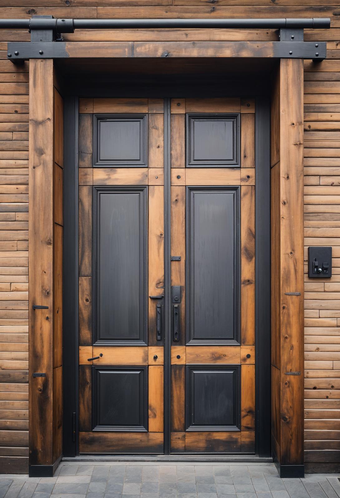 29 Stunning Wooden Door Designs for Main Entrances 34 15. Steel-Framed Wooden Door Design Ideas-1