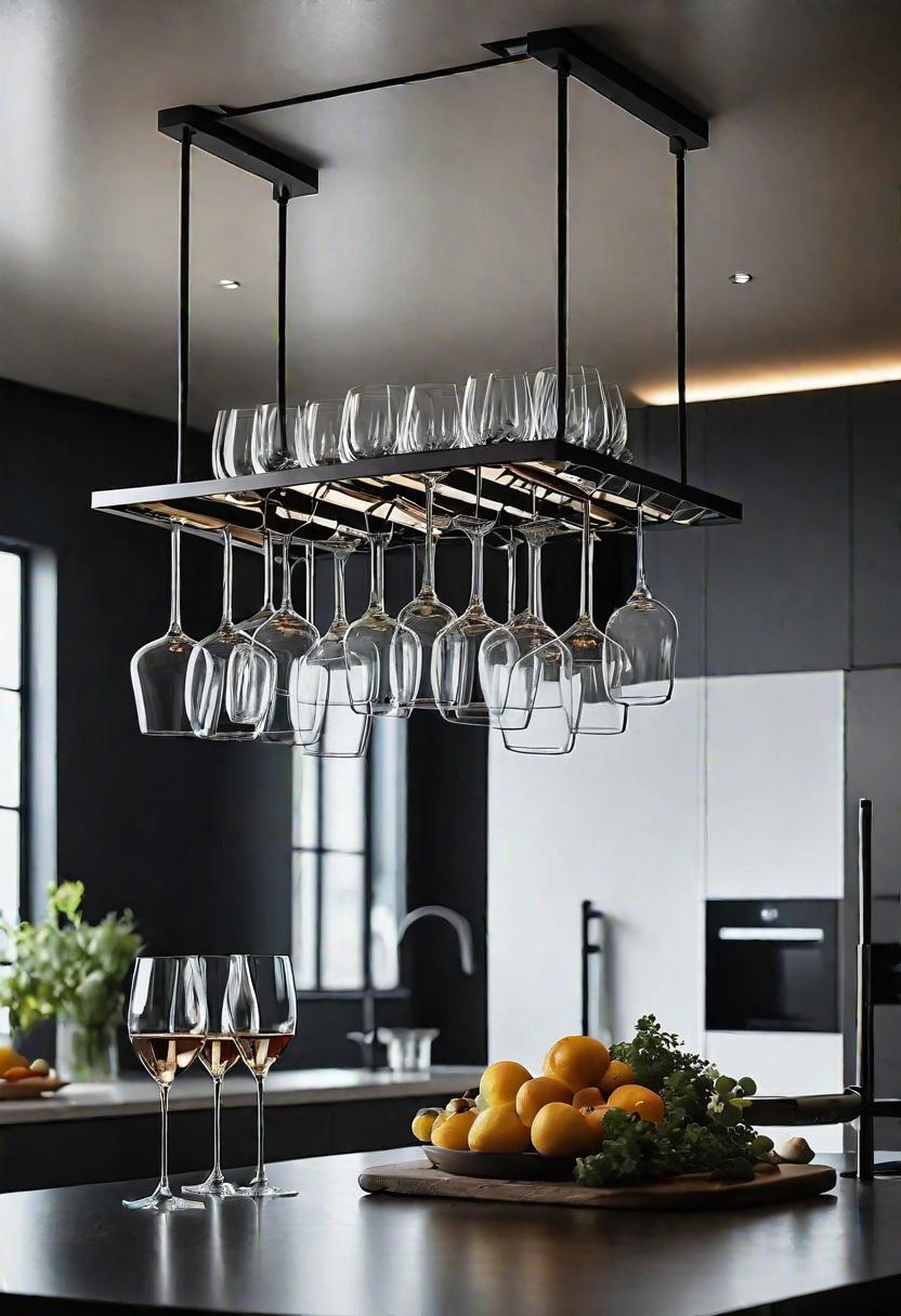 43 Inspiring Kitchen Decor Ideas: Stylish and Functional Accents 11 7. Stemware Hanging Rack Inspiration-0