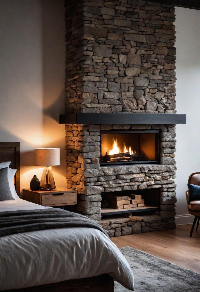 36 Earthy Bedroom Ideas for a Serene Space 22 10. Stone Fireplace Installations-1