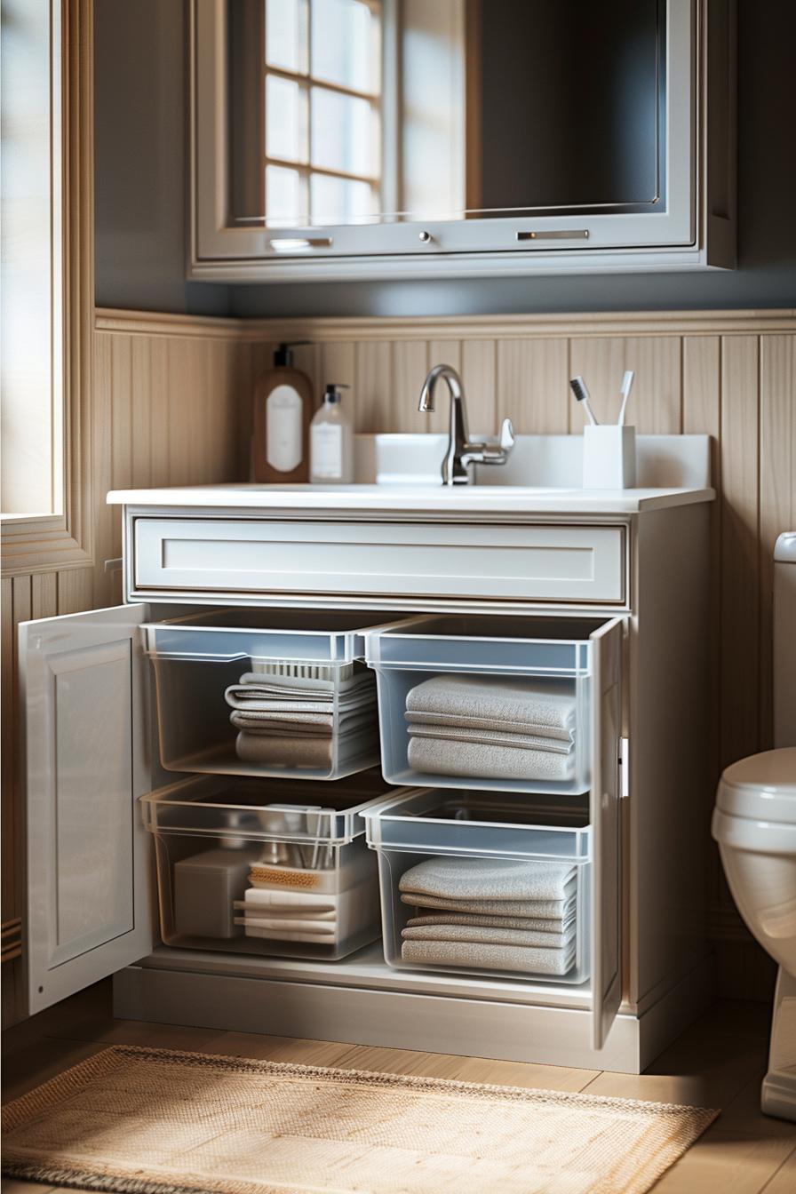 15 genius small bathroom solutions that you have to see! 21 12. Storage solutions with stackable trash can-0