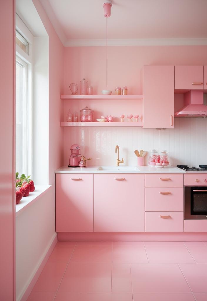 35 Charming Pink Kitchen Ideas: a Feminine Flair in Your Cooking Space 31 26. Strawberry Ice Cream Wall Art-0