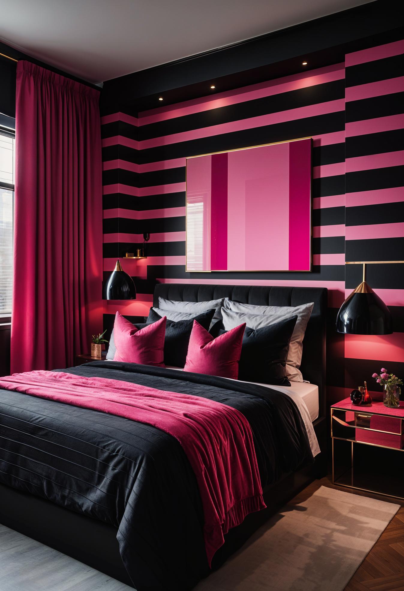 39 Dreamy Bedroom Decor Ideas (New) 22 18. Striking Pink and Black Wall-0