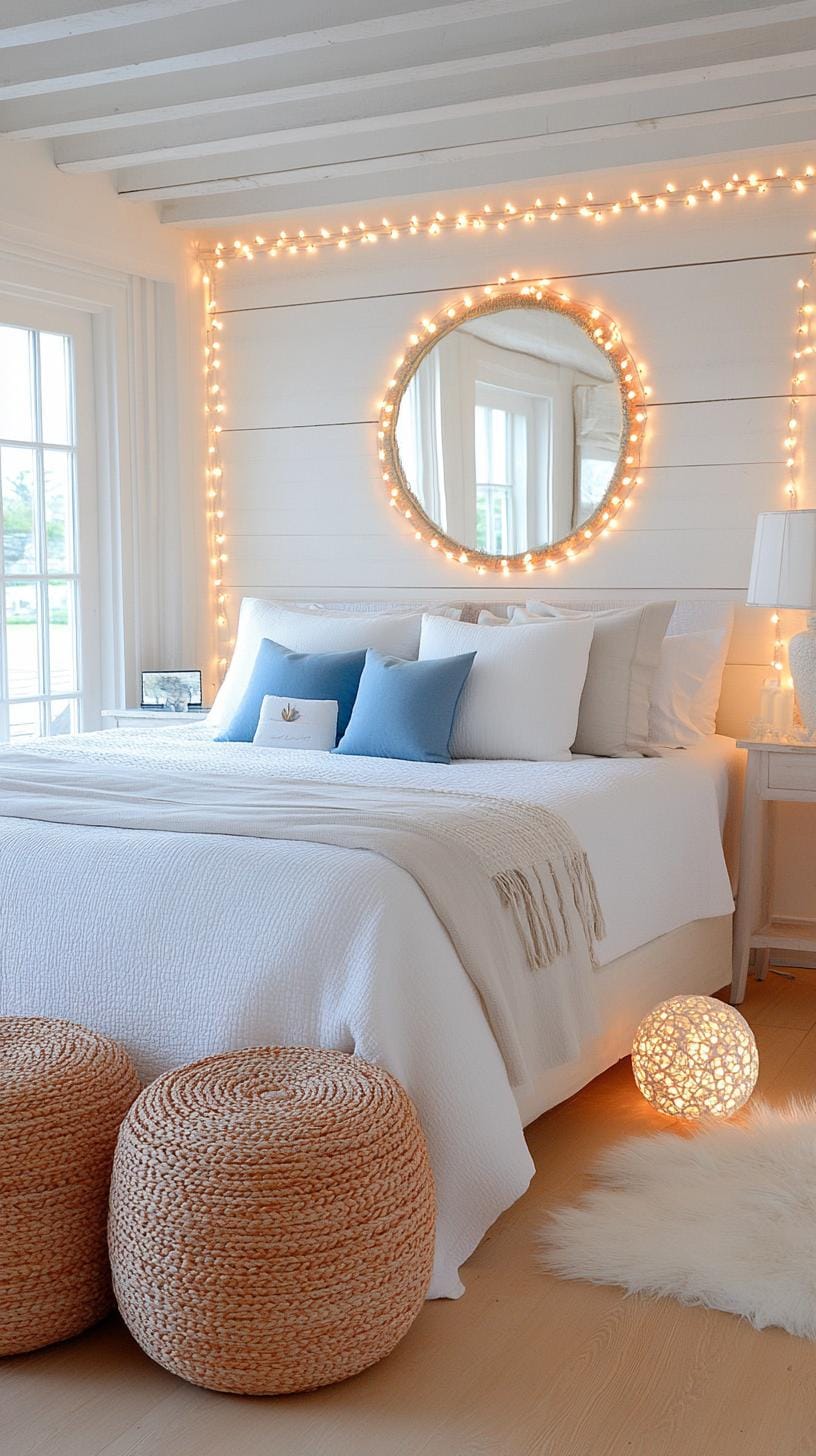 21 new bedroom ideas for your 2025 refreshment 10 3. String light frame of mirrors or windows for soft ambience-0