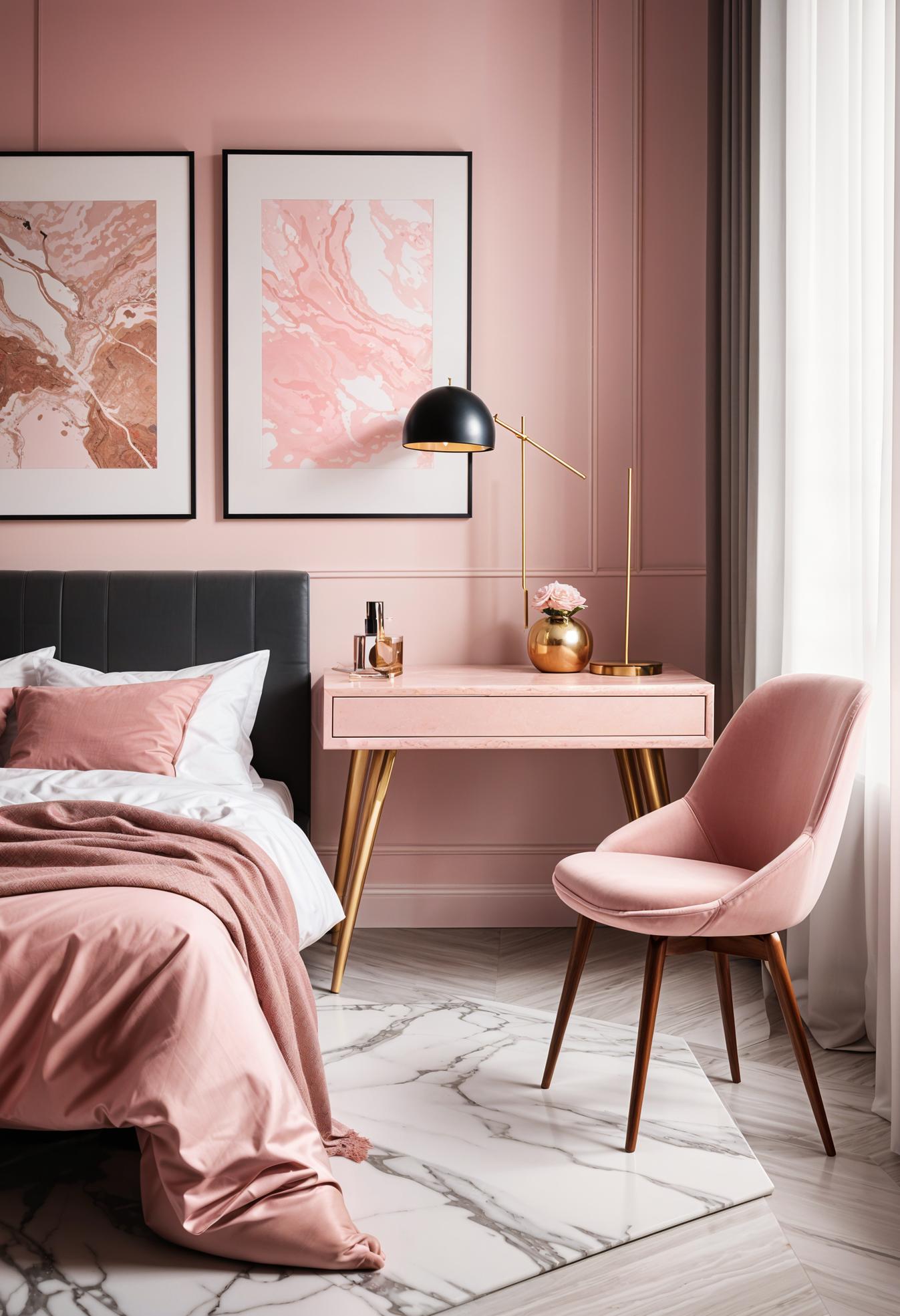 39 Dreamy Bedroom Decor Ideas (New) 42 36. Stylish Pink Marble Desk Makeover-0