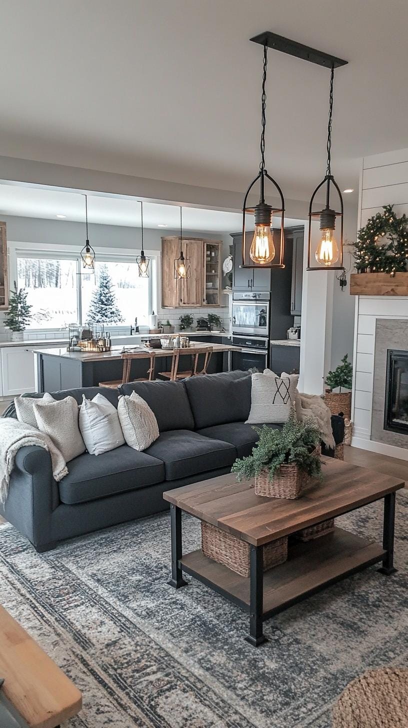 23 Best modern farmhouse living room ideas to inspire you 26 9. Subtle industrial details with Edison lamp lighting-light-0