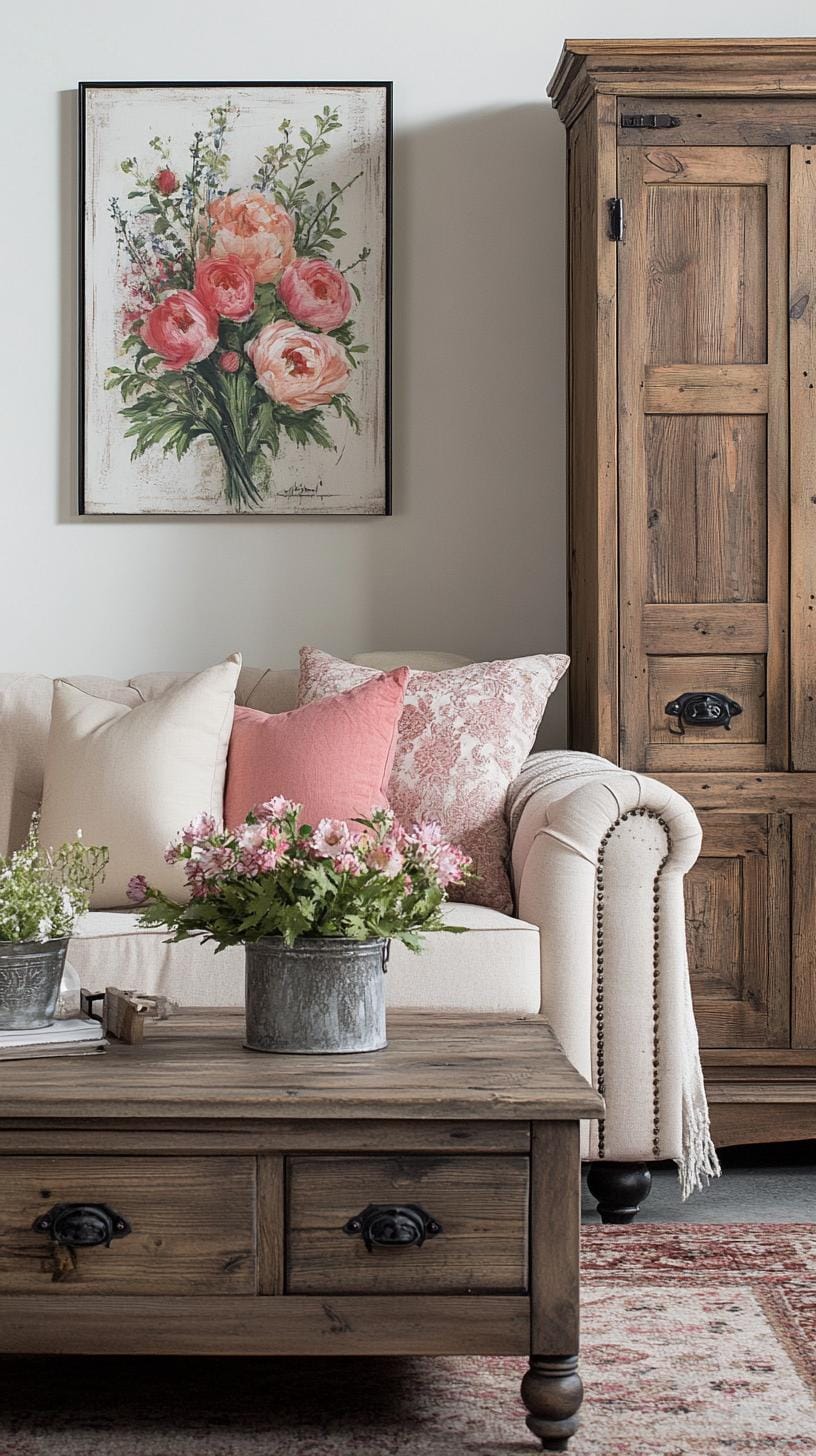 23 Best modern farmhouse living room ideas to inspire you 45 15. Subtle splash of color with desperate wooden accent-parts-0
