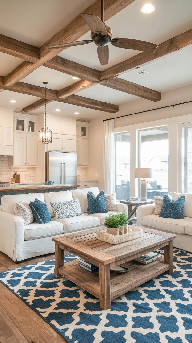23 Best modern farmhouse living room ideas to inspire them 47 15. Subtle color pops with desperate wooden accent-parts-2