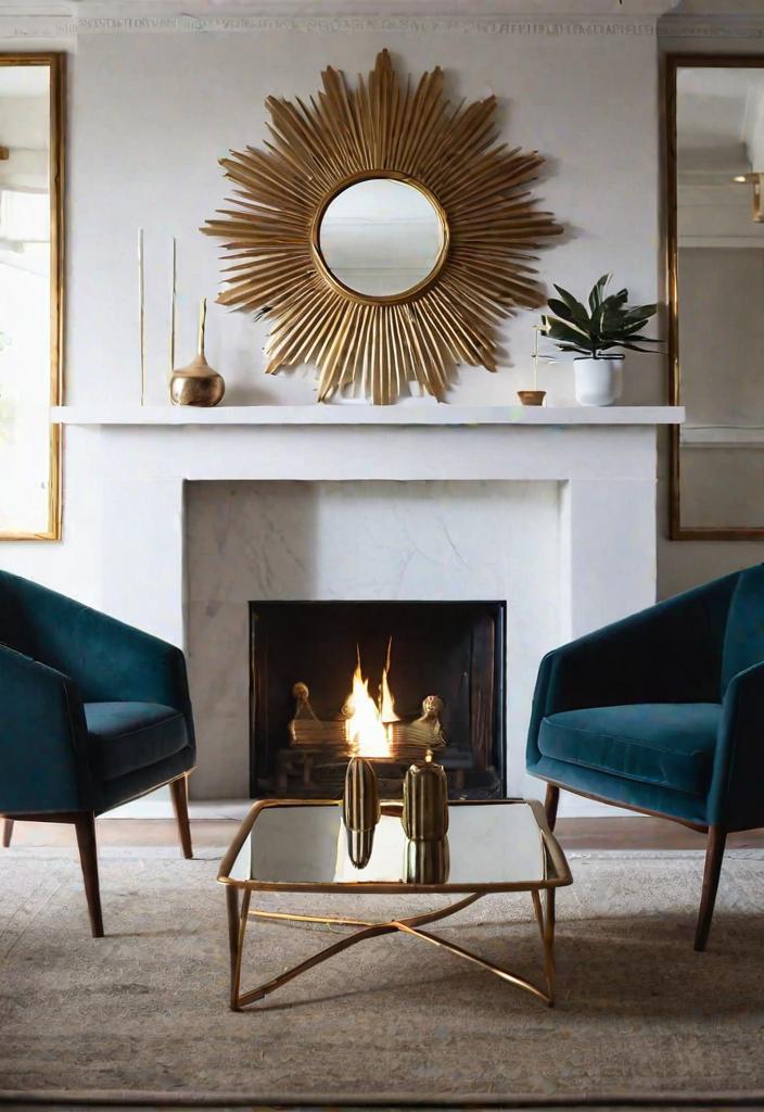 27 schöne Mitte des Jahrhunderts moderne Wohnzimmer 6 4. Sunburst Kaminspiegel-0