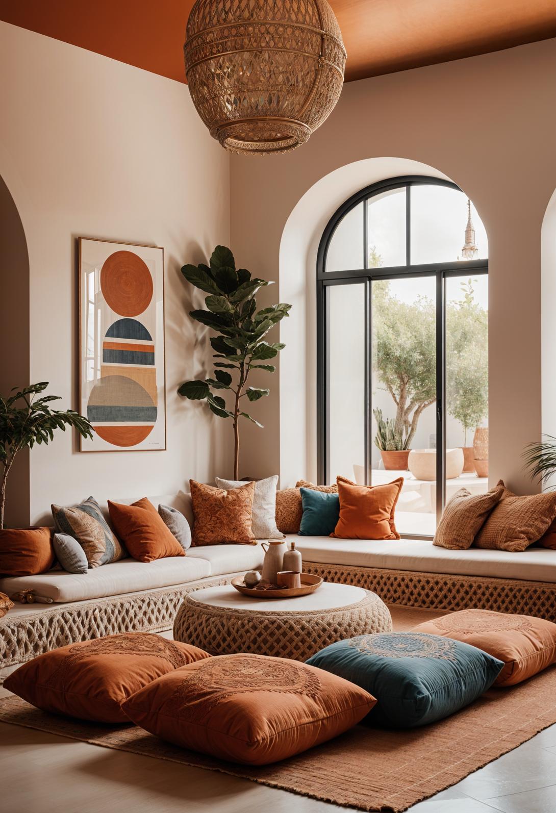 45 Chic & Modern Boho Living Room Ideas To Copy 27 10. Sunken Seating Oasis-0