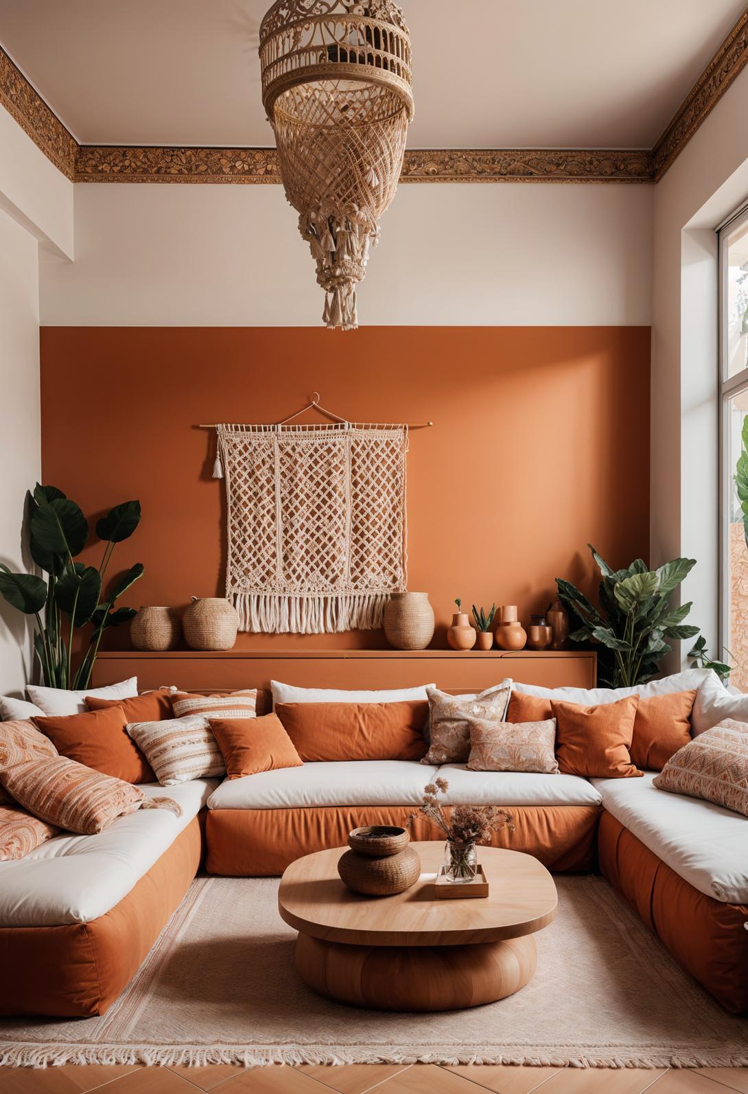 45 Chic & Modern Boho Living Room Ideas To Copy 28 10. Sunken Seating Oasis-1