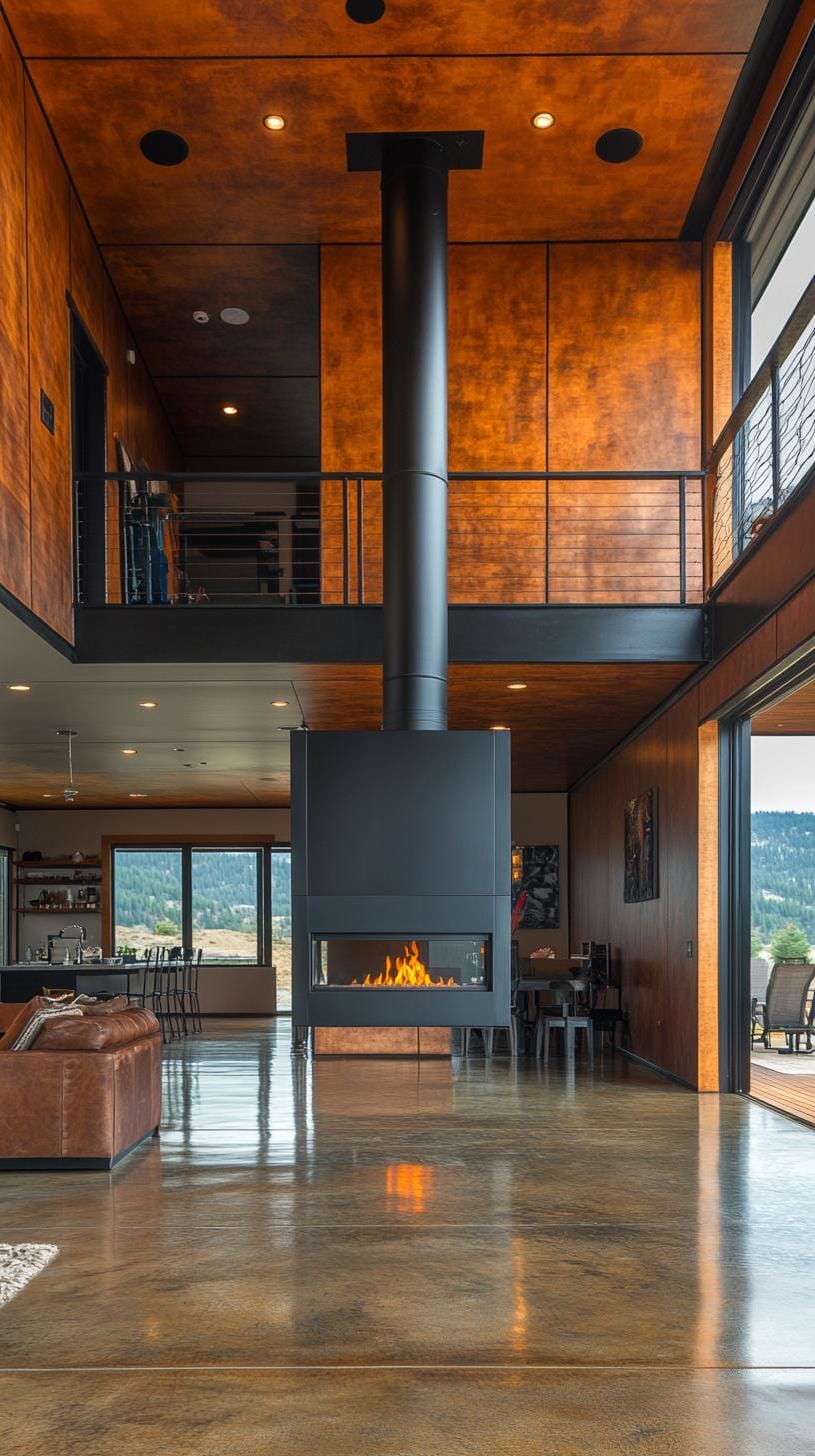 20 breathtaking in the middle of the century of modern fireplace-Makeover ideas 46 18. Black metal fireplace in the open conceptual space-0