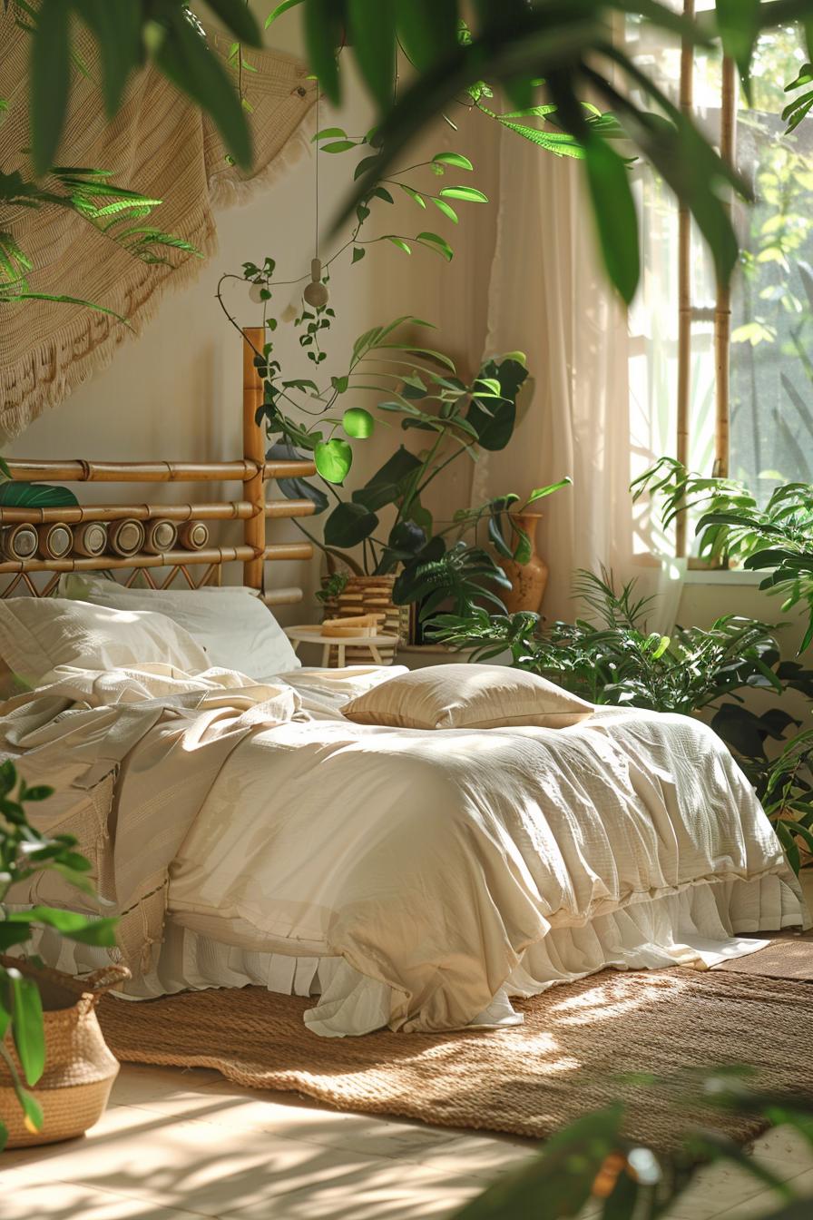 29 wunderschöne neutrale Boho -Schlafzimmer: verträumte und entspannende Räume 48 22. nachhaltiges Boho Schlafzimmer Design-1