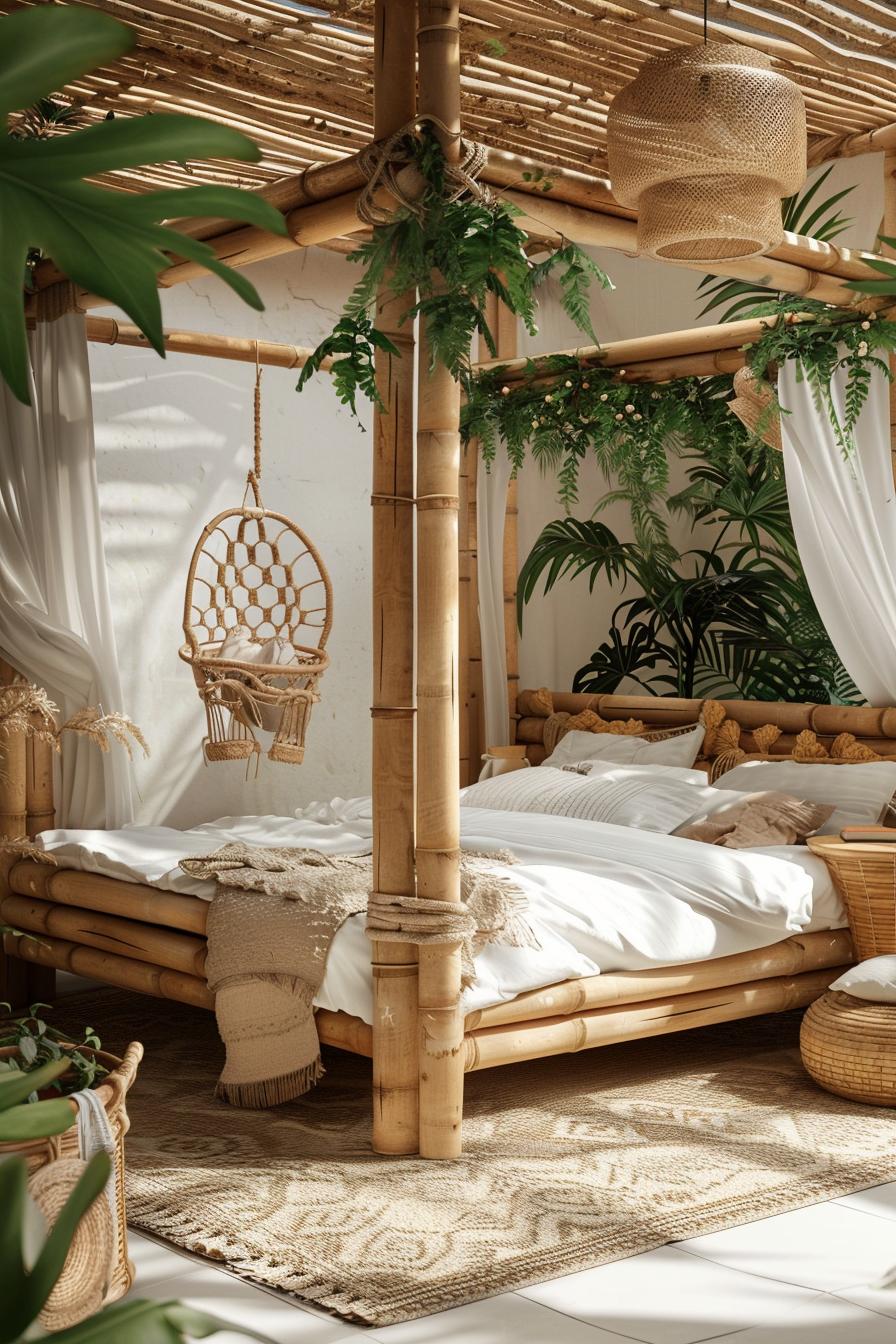 29 wunderschöne neutrale Boho -Schlafzimmer: verträumte und entspannende Räume 49 22. nachhaltiges Boho Schlafzimmer Design-2