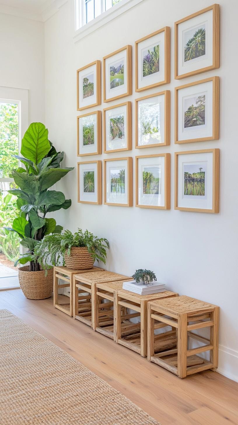 37 Gallery Wall Decor Ideas: Layouts And Styles to Elevate Any Room 3 1. Symmetrical grid layout with equal-sized frames in a perfect grid-0