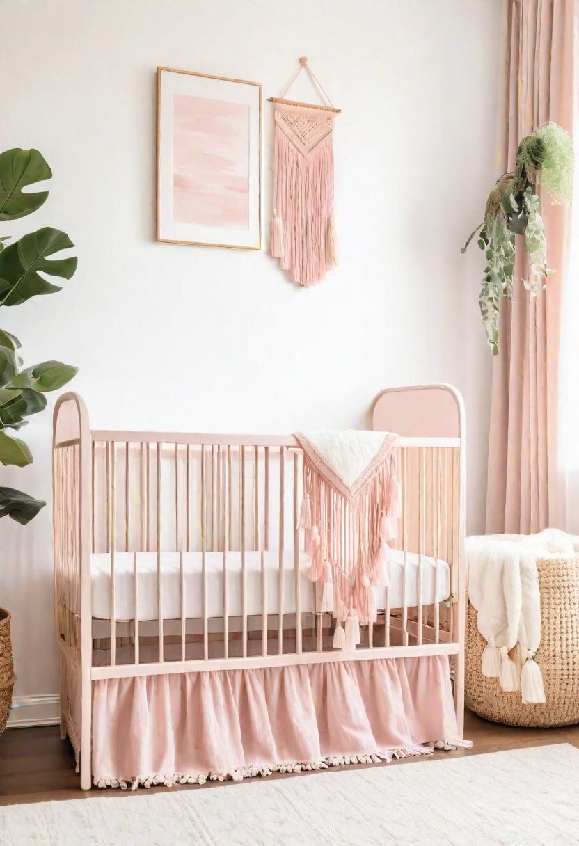 19 Dreamy Pink Boho Kindergarten Ideas: A mixture of warmth, moody and chic Bohemian Style 28 18. Quasten-crib skirt-styling-0