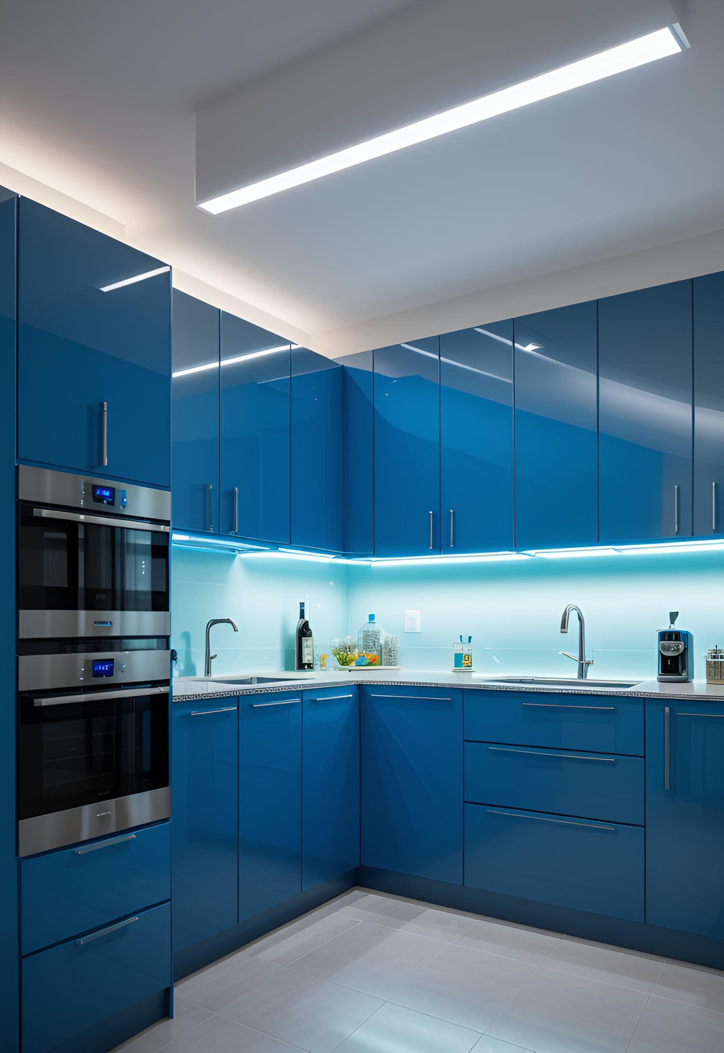 39 Trendy Blue Kitchen Cabinet Ideas: with Cool, Sophisticated Vibes 30 23. Tech-Enhanced Blue Kitchen Cabinets-0