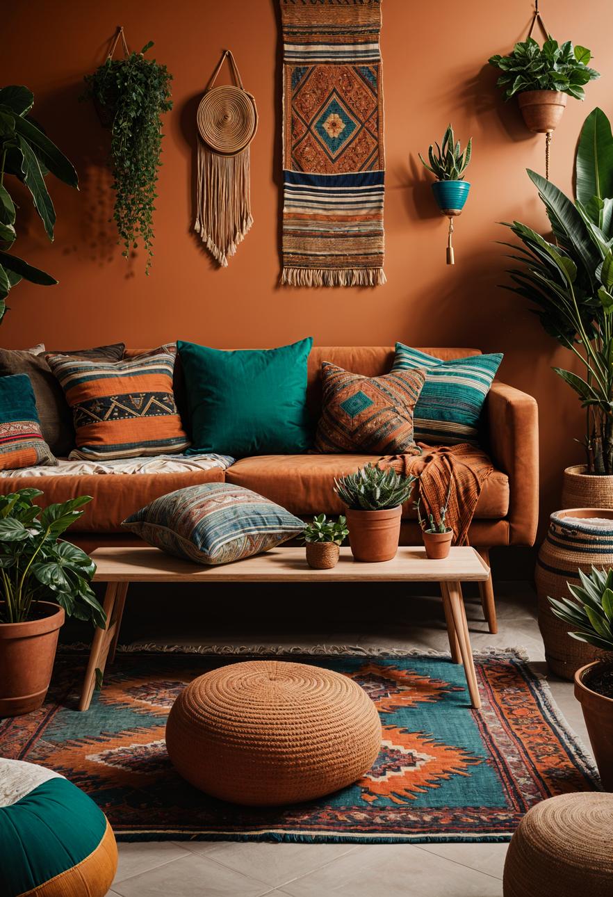 19 unique earthy living room ideas for a cozy makeover 30 9. Terracotta-inspired eclectic living vibe-1
