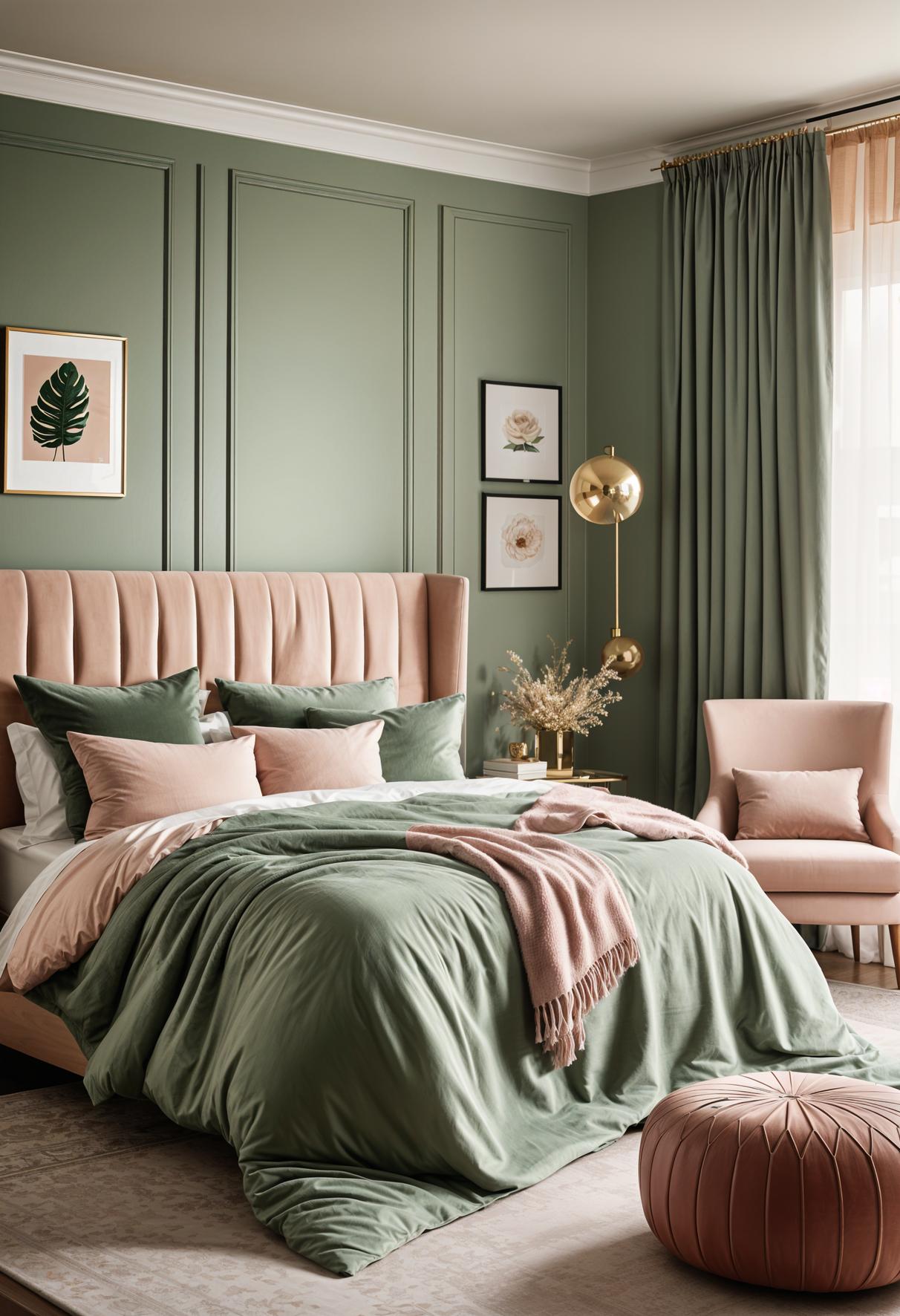 30 Chic Sage Green and Blush Bedroom Ideas 40 20. Texture-Infused Sage & Blush Decor-1