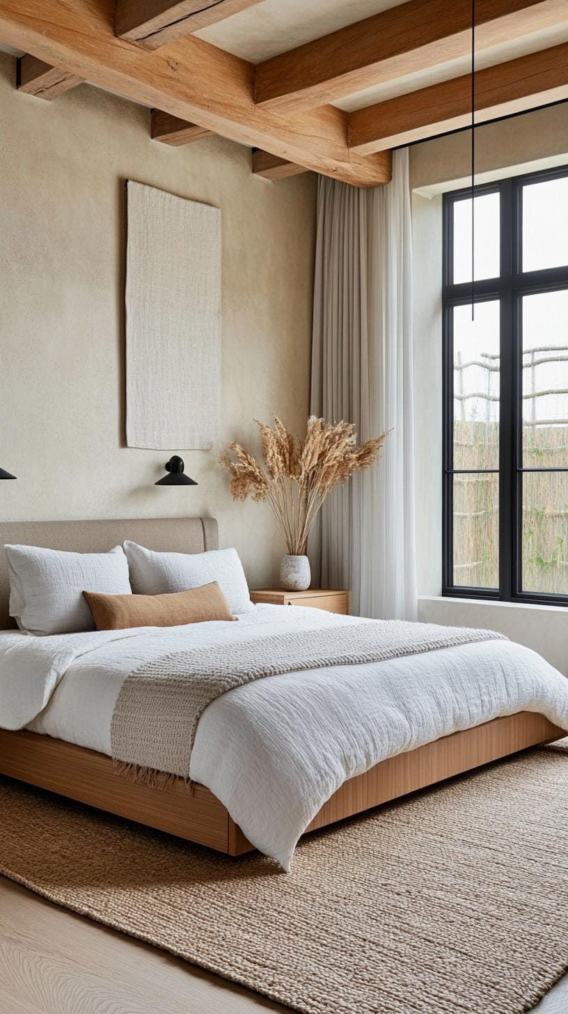 20 new minimalist bedroom ideas to inspire your 2025 refreshment 65 20. Texture game: rely on textures rather than on colors with linen, wool and cotton in uniform shades-1