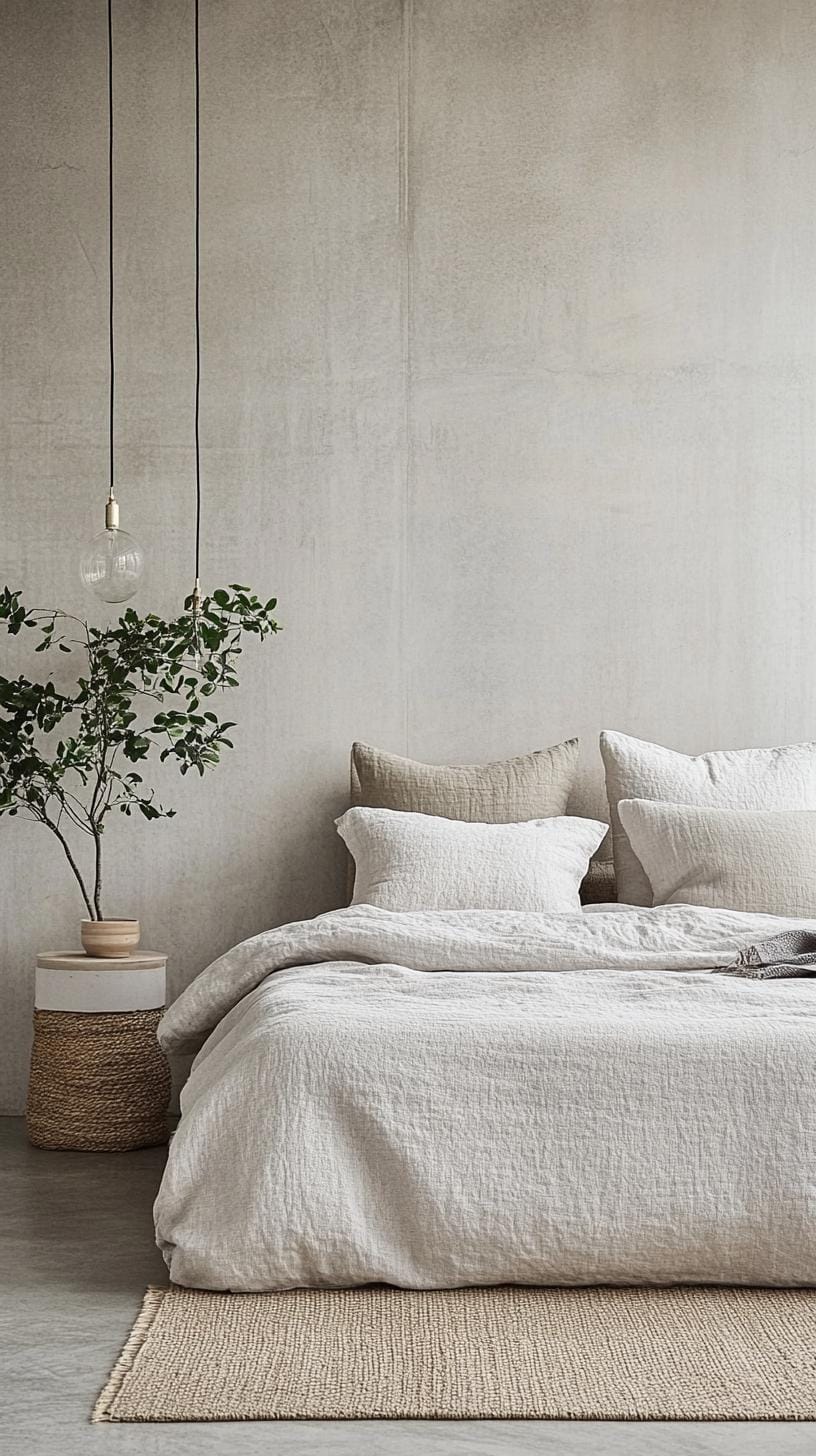 20 new minimalist bedroom ideas to inspire your 2025 refreshment 66 20. Texture game: rely on textures rather than on colors with linen, wool and cotton in uniform shades-2