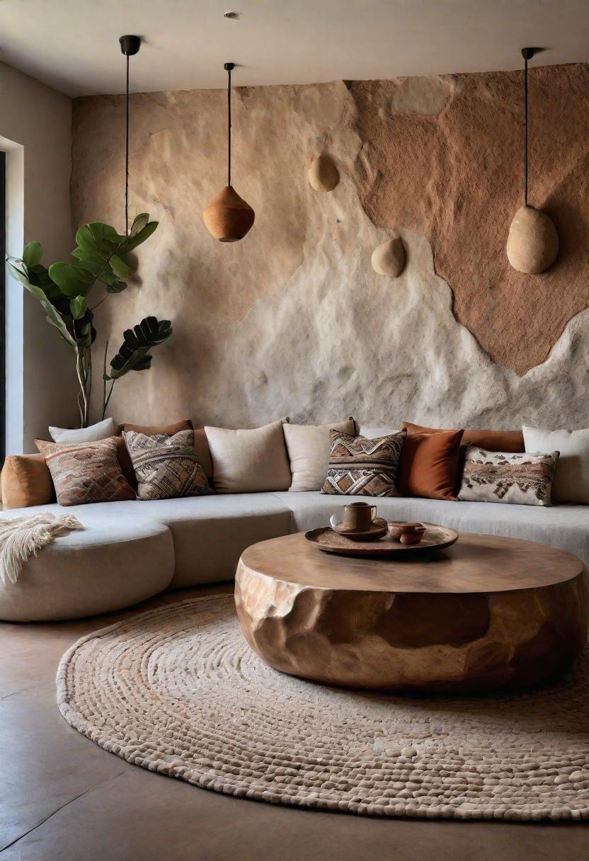 45 Chic & Modern Boho Living Room Ideas To Copy 31 12. Textured Boho Accent Wall:-0
