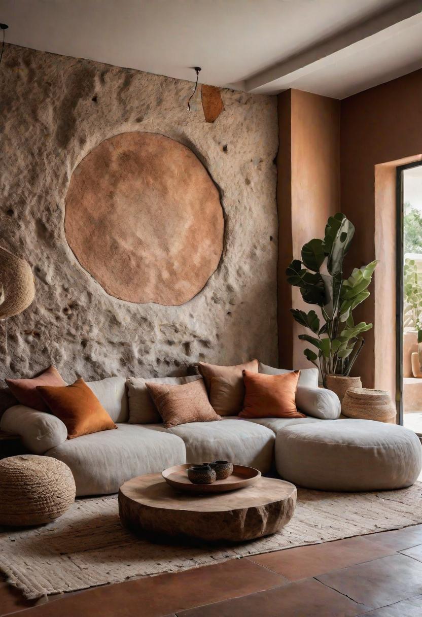 45 Chic & Modern Boho Living Room Ideas To Copy 33 12. Textured Boho Accent Wall:-2