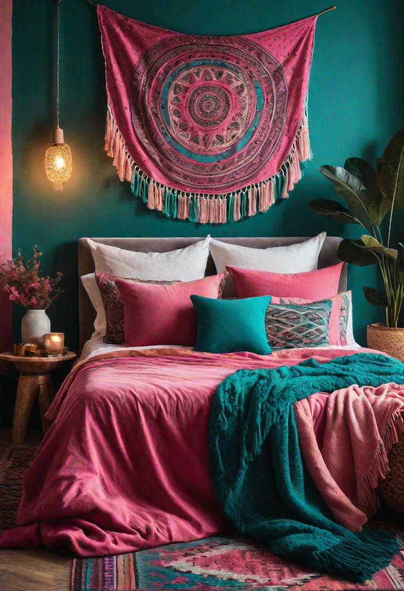 63 Luxurious Pink Bedrooms to Warm Up Your Space 13 11. Throwback Boho Bedroom Inspiration-0