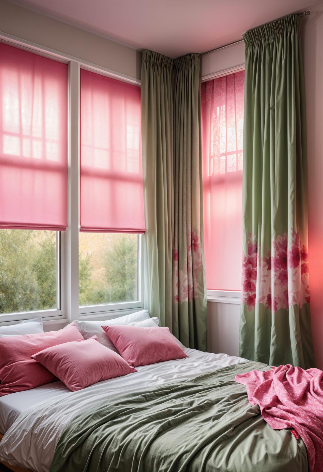 31 Chic Sage Green and Pink Bedroom Inspirations 24 14. Tie-Dye Sage Pink Curtains-0