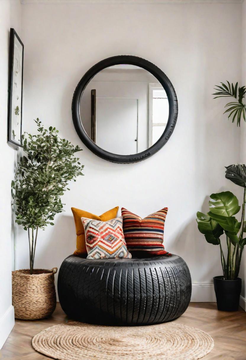 39 Chic Small Entrance Hall Ideas: Creative Solutions for Welcoming Spaces 26 23. Tire Ottoman Upcycling Ideas-0