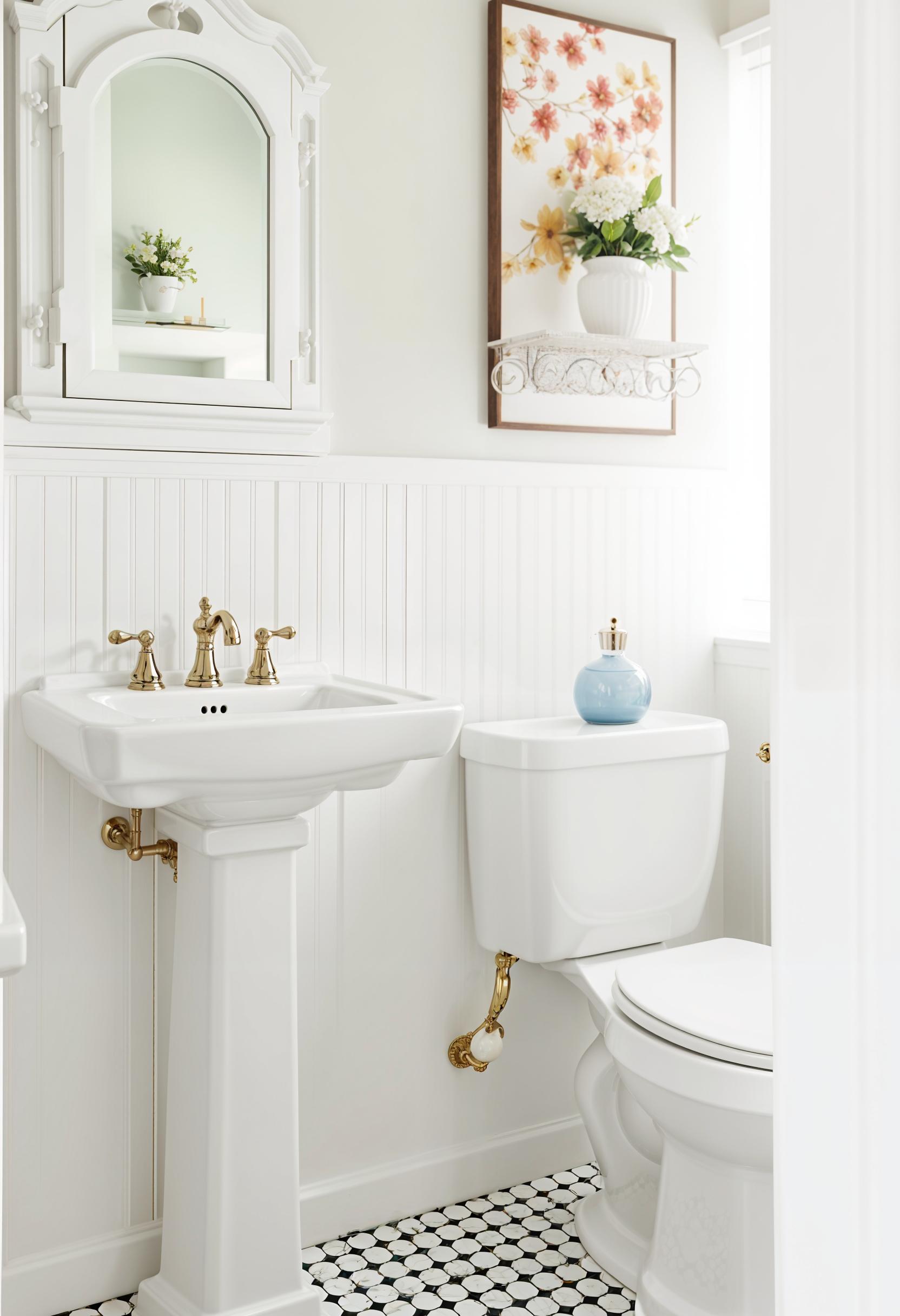 25 Genius tiny bathroom ideas for your makeover 62 23. Traditional charm with laundry walls-1