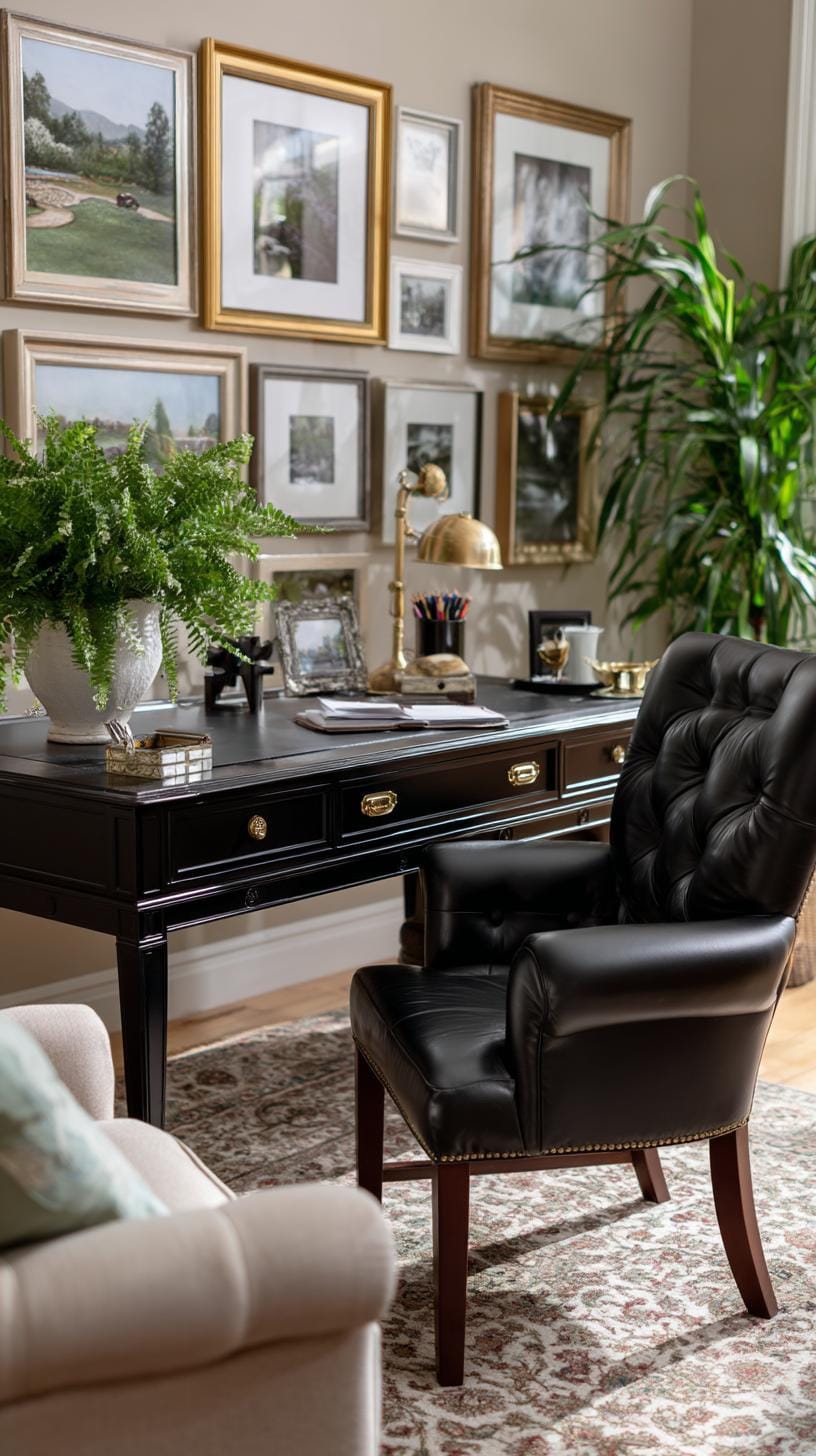 21 clever small office ideas for home and work areas 47 17. Traditional setup with roller top desk and gallery wall-0