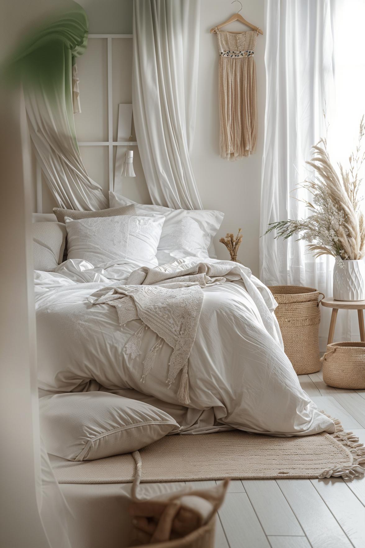 29 wunderschöne neutrale Boho -Schlafzimmer: verträumte und entspannende Räume 6 2. ruhiger Boho-Schlafzimmer Retreat-2