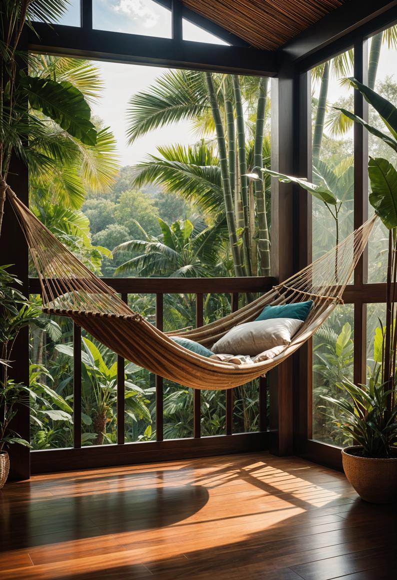 48 Super Cute Dream Room Inspirations for Ultimate Coziness! 57 44. Tropical Balcony Escape Inspiration-0