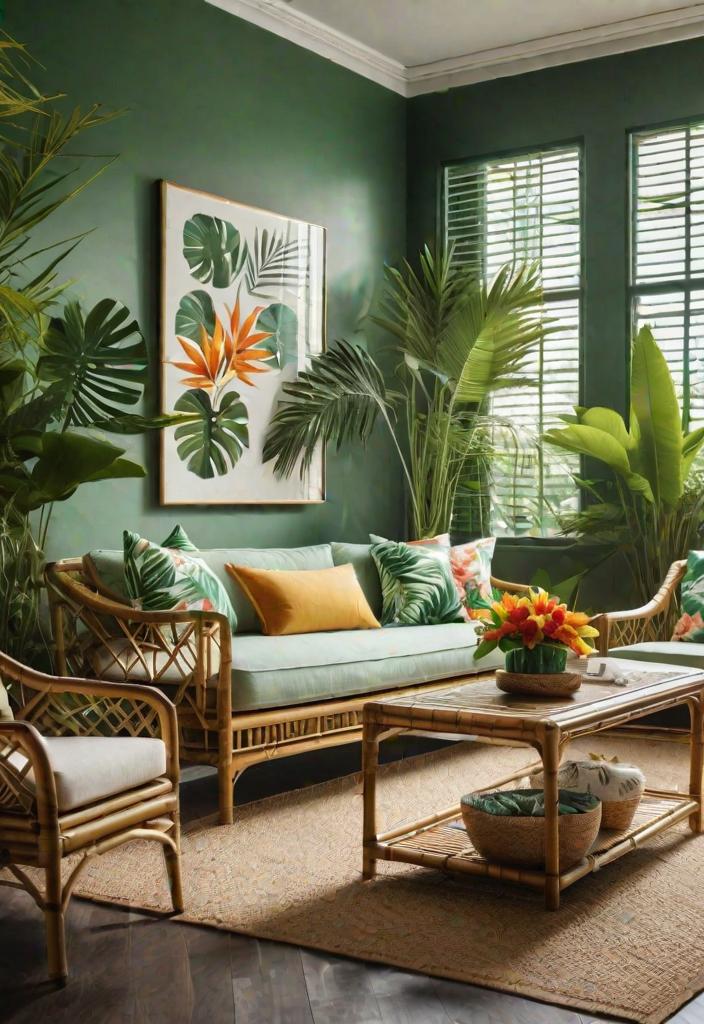 27 faszinierende Wohnzimmerdekorationsideen für 2024 22 20. Tropical Dream Wohnzimmer-0