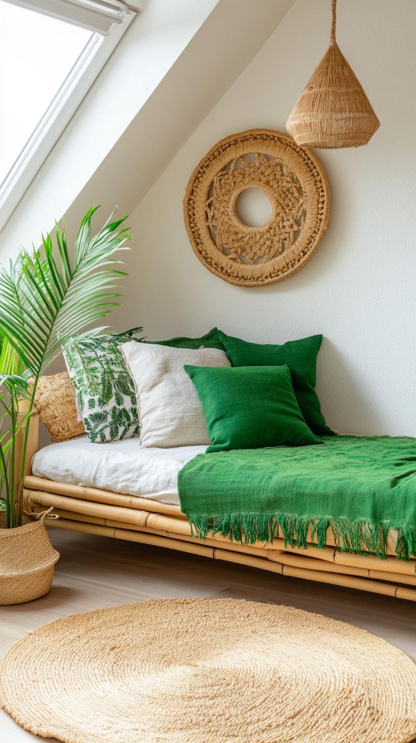 20 super cozy small roof tree bedroom ideas today 22 22 7. Tropical oasis with light green plants, bamboo furniture and sea foam walls-1