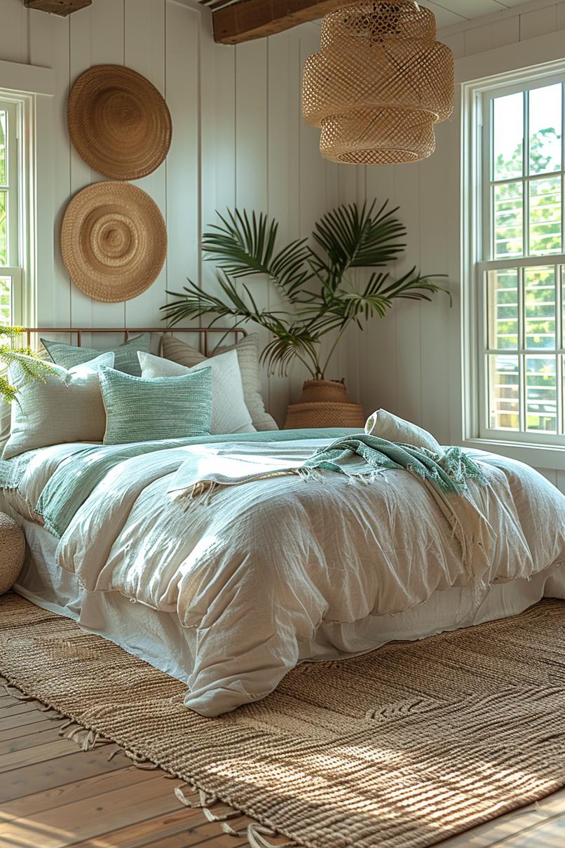 23 trendy boho coastal bedroom ideas that you will love 29 10. Tropical mood with indoor palm-1